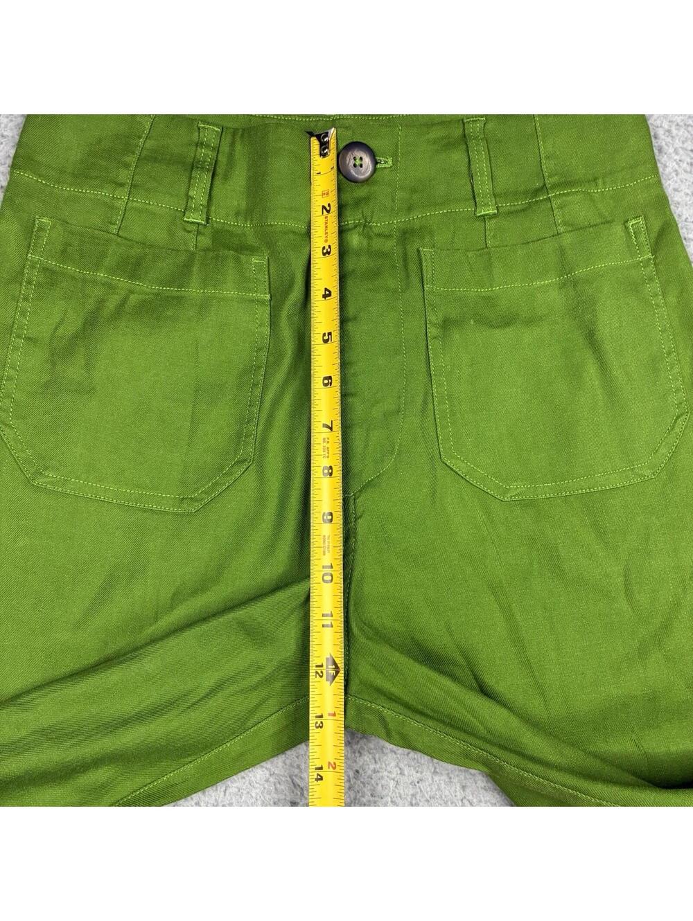 Maeve Anthropologie Colette Pants Womens 27 Green Linen Wide Leg High Rise - Picture 7 of 15